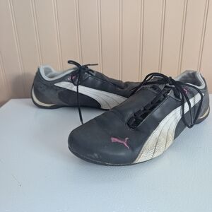Puma Black & White Indoor Cleats with Pink Logo Women's Size 9